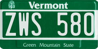 VT license plate ZWS580