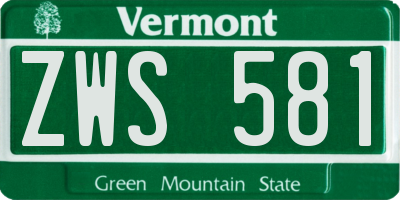 VT license plate ZWS581