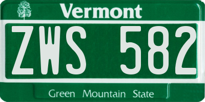 VT license plate ZWS582