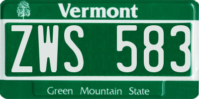 VT license plate ZWS583