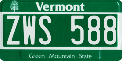 VT license plate ZWS588