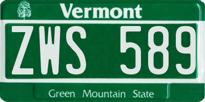 VT license plate ZWS589