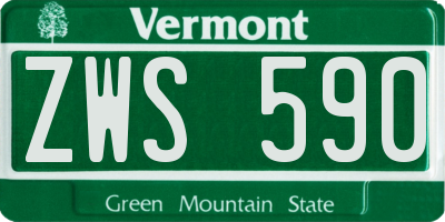 VT license plate ZWS590