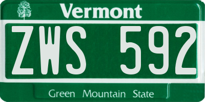 VT license plate ZWS592