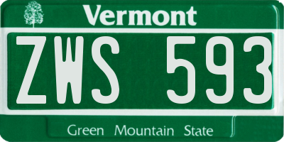 VT license plate ZWS593