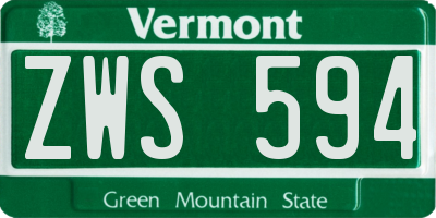VT license plate ZWS594