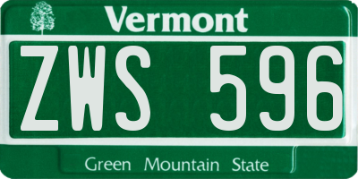 VT license plate ZWS596