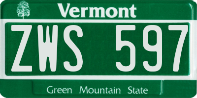 VT license plate ZWS597
