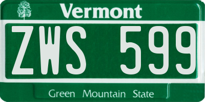 VT license plate ZWS599