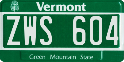 VT license plate ZWS604