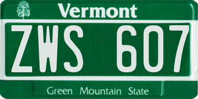 VT license plate ZWS607