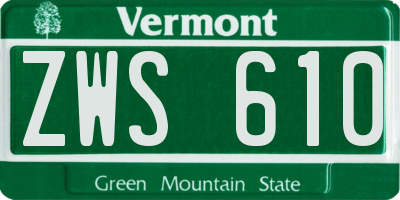 VT license plate ZWS610