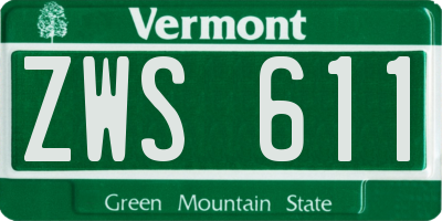 VT license plate ZWS611