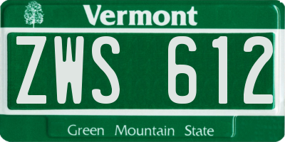 VT license plate ZWS612