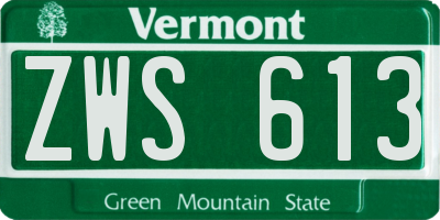 VT license plate ZWS613