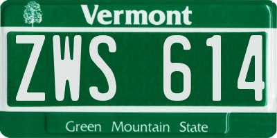 VT license plate ZWS614