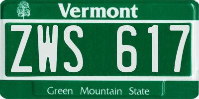 VT license plate ZWS617