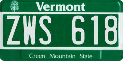 VT license plate ZWS618