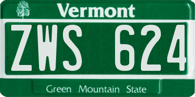 VT license plate ZWS624