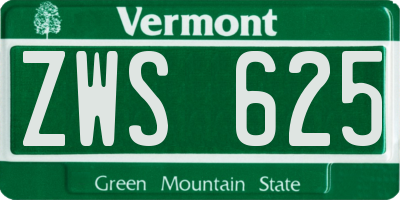 VT license plate ZWS625