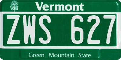 VT license plate ZWS627