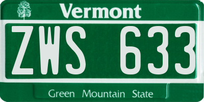 VT license plate ZWS633