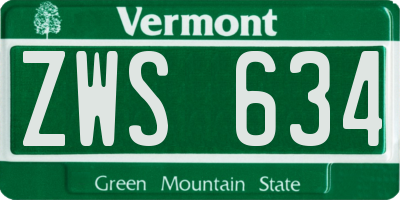 VT license plate ZWS634