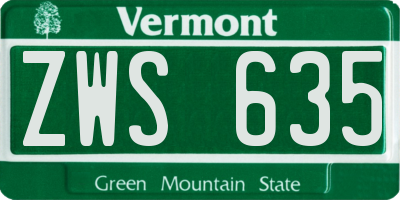 VT license plate ZWS635