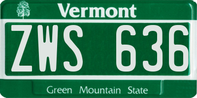 VT license plate ZWS636