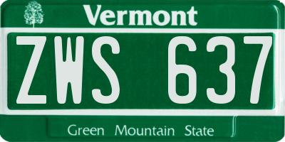 VT license plate ZWS637