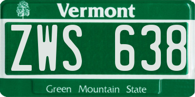 VT license plate ZWS638