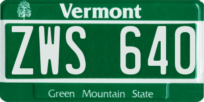 VT license plate ZWS640