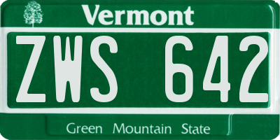 VT license plate ZWS642