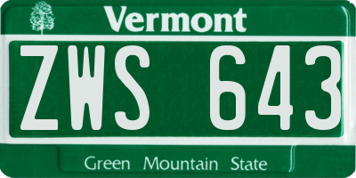 VT license plate ZWS643
