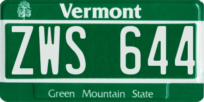 VT license plate ZWS644