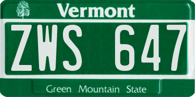 VT license plate ZWS647