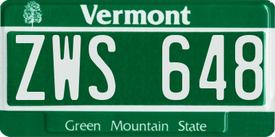 VT license plate ZWS648
