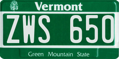 VT license plate ZWS650