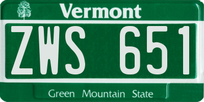 VT license plate ZWS651