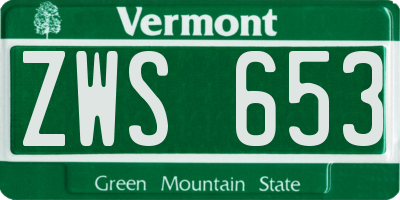 VT license plate ZWS653