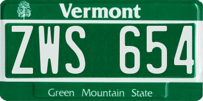 VT license plate ZWS654