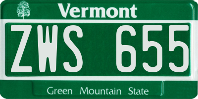 VT license plate ZWS655