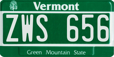 VT license plate ZWS656