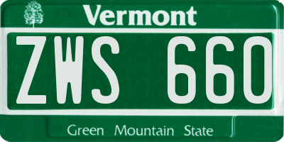 VT license plate ZWS660