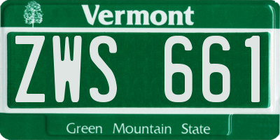 VT license plate ZWS661
