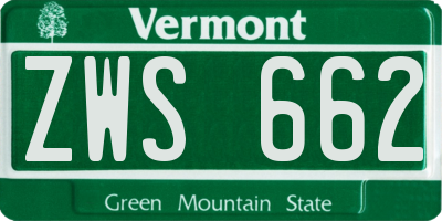 VT license plate ZWS662