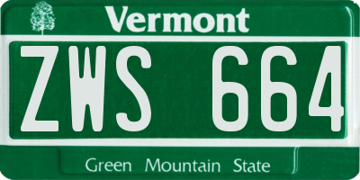 VT license plate ZWS664