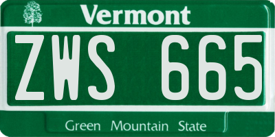 VT license plate ZWS665