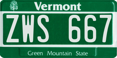 VT license plate ZWS667