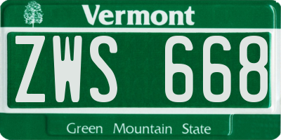 VT license plate ZWS668